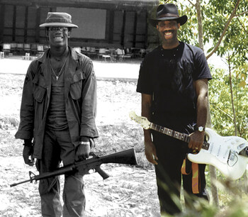 J. Kimo in Vietnam 1970 with M16, and return to Vietnam 1998 with Strat