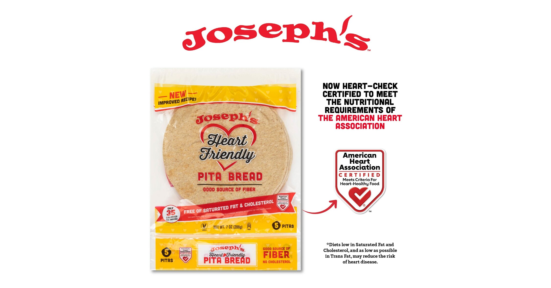 Joseph's Bakery Introduces Heart Friendly Pita Bread, Now HeartCheck Mark Certified by the