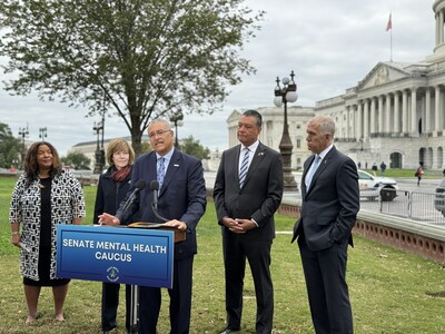 NAMI CEO Daniel H. Gillison Jr. speaks at the launch of the Senate Mental Health Caucus on Oct. 17, 2023, in front of the U.S. Capitol in Washington, D.C.