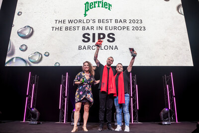 Barcelona?s Sips is crowned No.1 in The World?s 50 Best Bars 2023, sponsored by Perrier, at a live awards ceremony in Singapore (PRNewsfoto/50 Best)