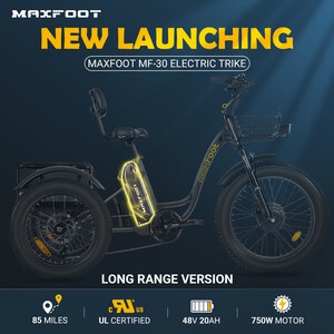 Maxfoot Announces the Launch of the New MF-30 Electric Trike: UL-Certified 20AH Battery &amp; 85 Miles Long Range
