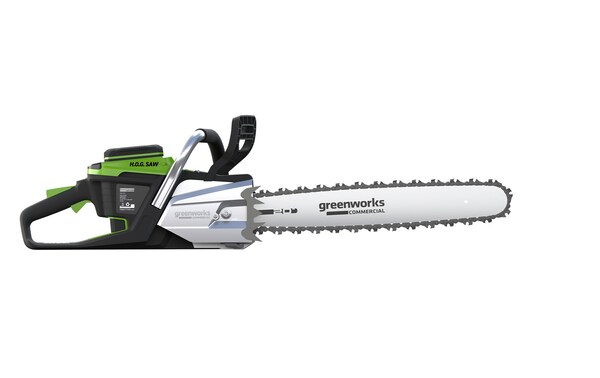 Greenworks Commercial introduces the H.O.G. Saw, the first 70cc battery-powered chainsaw.