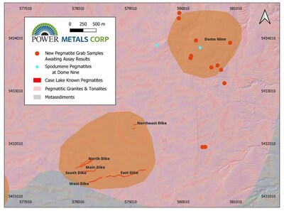 Figure 2 – Map showing location of new pegmatite samples awaiting assay results. (CNW Group/POWER METALS CORP)