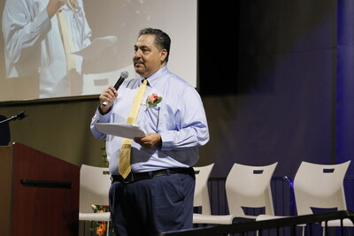 Ben Jauregui, manager of integrated transitional care at Inland Empire Health Plan, speaks at the Inland Coalition on Aging's annual conference on Sept. 29 at IEHP.