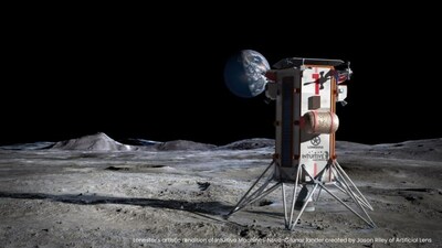 Imagery is Lonestar's artistic rendition of Intuitive Machines' Nova-C lunar lander. Image credit: Jason Riley, Artificial Lens for Lonestar
