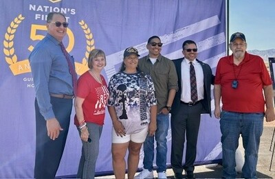 Nation's Finest 6 Bullhead City local heroes. From left to right: Judge Mitchell Kalauli, Cindy Frizelle, Stacy Lee, Justin Chavez, Judge Jeffrey Singer, and Dorn "Pat" Farrell