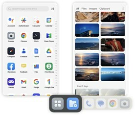 Barra de tareas global de ColorOS 13.2 para Find N3, con el catálogo de aplicaciones y File Pocket