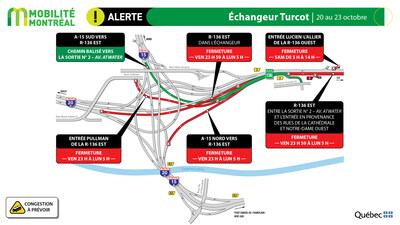 2. Échangeur Turcot, 20 au 23 octobre (Groupe CNW/Ministère des Transports et de la Mobilité durable)