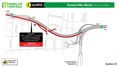 3. Tunnel Ville-Marie, 20 au 23 octobre (Groupe CNW/Ministère des Transports et de la Mobilité durable)