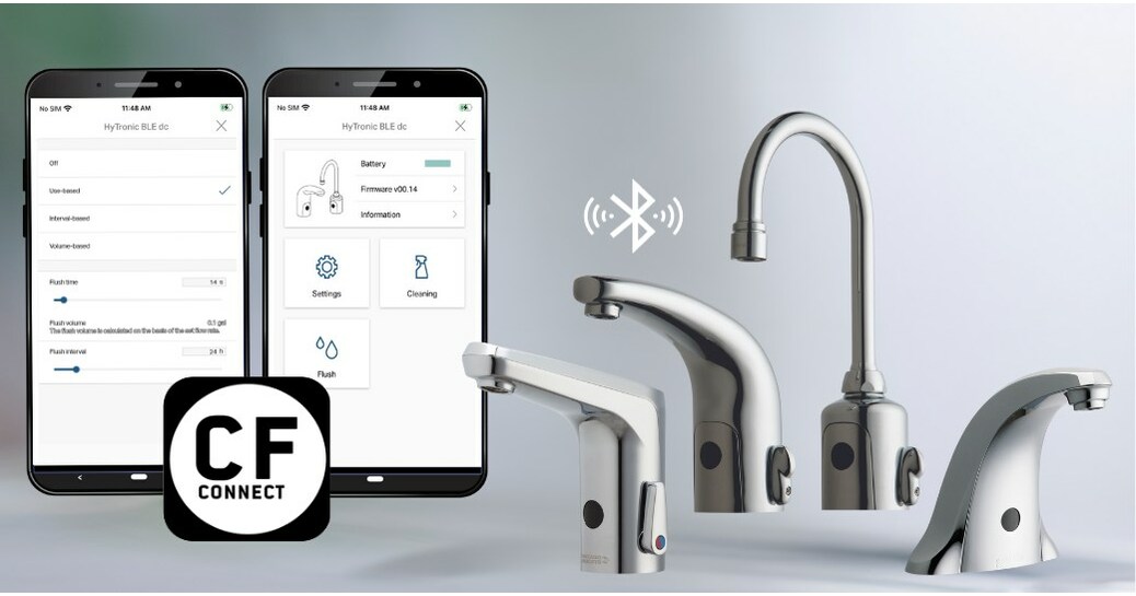 Chicago Faucets' Touchless are Bluetooth® Enabled with CF Connect App