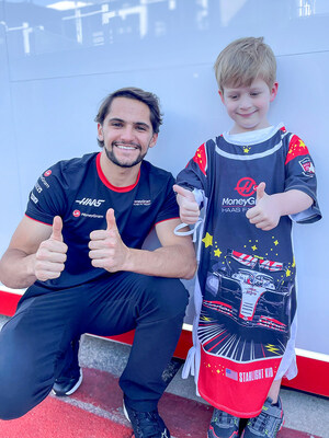 Fittipaldi with a young patient wearing the VF-23-themed Starlight Hospital Gown