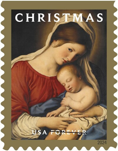 Christmas Madonna and Child: A new traditional Christmas stamp will be issued in 2024 featuring the Madonna and Child from the Workshop of Sassoferrato. Giovanni Battista Salvi da Sassoferrato (1609-1685), gained popularity for his modestly scaled depictions of the Madonna and Child.