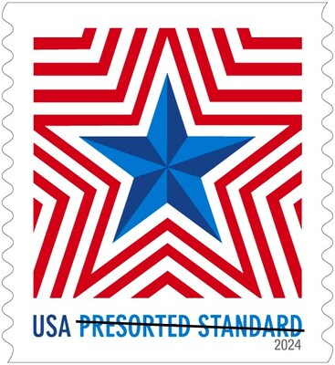 Radiant Star: Radiant Star will be a new presorted standard stamp intended for bulk mailers and will be sold in self-adhesive coils of 3,000 and 10,000.