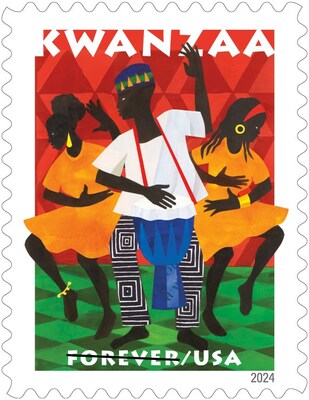 Kwanzaa: El Servicio Postal emitirá su décimo sello en honor a Kwanzaa en 2024. Celebrada del 26 de diciembre al 1 de enero, la fiesta panafricana anual reúne a la familia, la comunidad y la cultura.