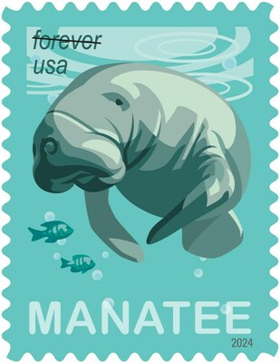 Salvemos a los manatíes: El sello Salvemos a los manatíes/Save Manatees se emitirá para concienciar sobre las amenazas que se ciernen sobre este querido mamífero marino.