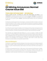 O3 Mining Announces Normal Course Issue Bid (CNW Group/O3 Mining Inc.)