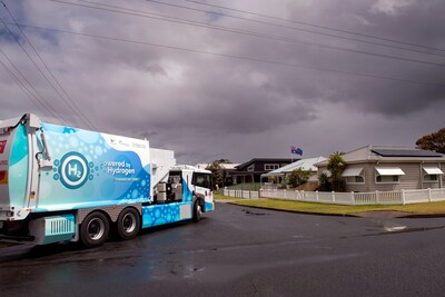 Hyzon’s first Heavy Rigid fuel cell electric waste collection truck on the road in Australia as part of a commercial trial deployment with REMONDIS Australia, one of the world’s largest recycling, service, and water companies.