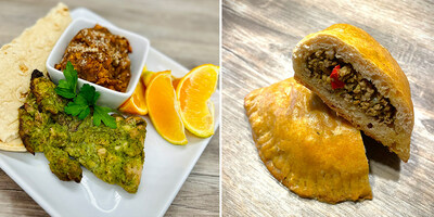 The Caribbean - Roasted Jerk Chicken (Left) & Jamaican Beef Hand Pies (Right).