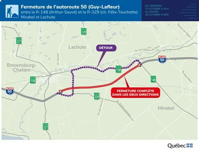 Entretien du passage à niveau sur l’autoroute 50 à Mirabel (Groupe CNW/Ministère des Transports et de la Mobilité durable)