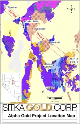 Figure 3: Regional map of the Alpha Gold Project (CNW Group/Sitka Gold Corp.)