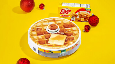 The breakfast pros at Eggo® and the cleaning experts at BISSELL® teamed up to bring families the first-ever EggoVac, a one-of-a-kind waffle-inspired robotic vacuum that makes the holiday clean up easy.