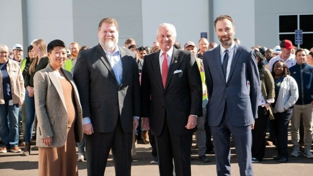 On Tuesday, South Carolina Governor Henry McMaster joined MycoWorks Chief of Culture Sophia Wang, COO Doug Hardesty and CEO Matthew Scullin to celebrate the opening of the biomaterials company's Fine Mycelium factory in Union, S.C with a ribbon cutting ceremony. Photo courtesy of MycoWorks.