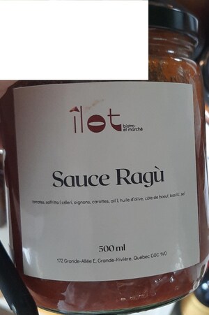 Avis de ne pas consommer de sauce Ragù préparée et vendue par l'entreprise Îlot bistro et marché