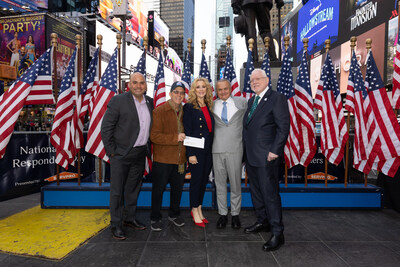 Henry Repeating Arms presented a $25,000 donation to the First Responders Children's Foundation during a National First Responders Day ceremony held in Times Square. From L to R: FRCF Chief Philanthropy Officer, Randy Acosta; FRCF Vice Chairman, Laurence Levy; FRCF President & CEO, Jillian Crane; Henry Founder & CEO, Anthony Imperato; FRCF Founder & Chairman, Alfred Kahn. (Photo/First Responders Children's Foundation)