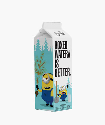 Boxed Watertm launches new limited-edition cartons inspired by Illumination's Minions, from the world's most successful animated franchise. Following the Jurassic World partnership, the mischievous Minions are the newest icons to adorn Boxed Watertm cartons. The most sustainable water brand on the market is drawing attention to its continued sustainability efforts, especially as they relate to the brand's tree-planting initiatives across the U.S.