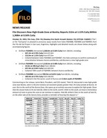 Filo Discovers New High-Grade Zone at Bonita; Reports 212m at 1.15% CuEq Within 1,368m at 0.56% CuEq (CNW Group/Filo Corp.)