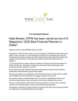 Katie Brewer, CFP® has been named as one of D Magazine's "2023 Best Financial Planners in Dallas"