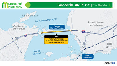 Pont de l'le-aux-Tourtes, 27 au 30 octobre (Groupe CNW/Ministre des Transports et de la Mobilit durable)