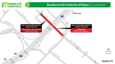 Boulevard des Galeries d'Anjou, 27 au 30 octobre (Groupe CNW/Ministre des Transports et de la Mobilit durable)