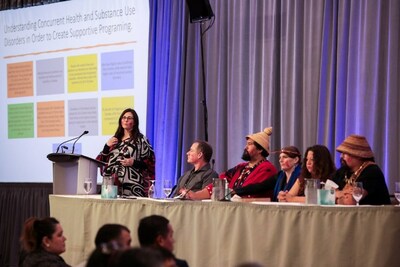 Chief John Rampanen from Ahousaht First Nation and other distinguished panelists discuss a partnership focused on health and wellness. (CNW Group/Indigenous Services Canada)