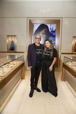 Founder and Creative Director Steven Lagos with daughter and Brand Stylist Kate Lagos in the new LAGOS boutique at Bloomingdale's 59th Street