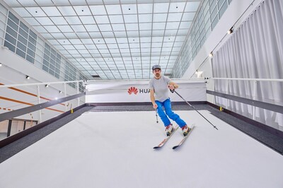 Ski simulator in Huawei’s new Health Lab in Finland
