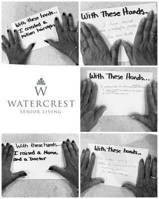 Residents at Watercrest Myrtle Beach Assisted Living and Memory Care take part in a special photography project as part of Watercrest's Artful Expressions program: "Our residents' hands have woven the tapestry of their extraordinary lives, each line and scar a testament to each unique journey.  From hairdressers to mothers, counselors and more, their hands have left beautiful marks on the world."