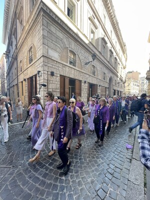 Jamie Manson marches in Rome for women's equality, including access to and destigmatizing of abortion, in the Catholic church.