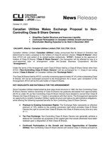 Canadian Utilities Makes Exchange Proposal to NonControlling Class B Share Owners (CNW Group/Canadian Utilities Limited)