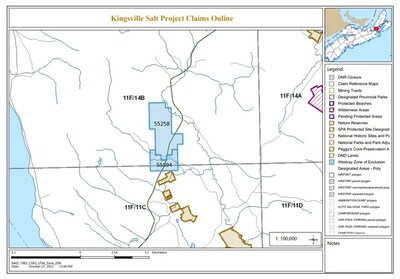 Kingsville Salt Project’s claims Outline (CNW Group/QNB Metals Inc.)