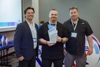Jason Sayers, CEO Filta International, congratulates Ryan Hopper, CEO of Melick's franchise, and Ken Melick, Filta Midwest owner, for outstanding success at a July 2023 conference. (L to R)