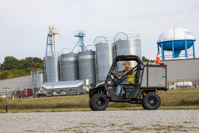 Industry Pro With Job Box Driving Around In A Commercial Application.