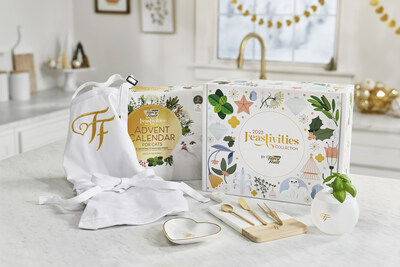 The limited-edition Feastivities Collection by Fancy Feast features gold garnishing tools, a compact hydroponic garden pod for fresh herb cultivation, a custom embroidered chef’s apron and a marble cutting board.