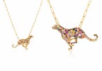 'Ark Collection' Multi Sapphire & Onyx Cheetah Brooch/Pendant by Goshwara