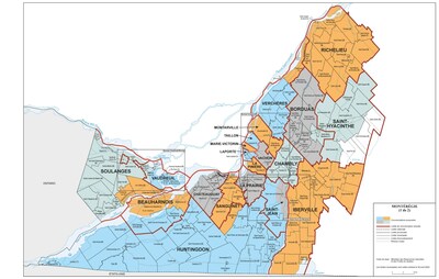 La proposition de dlimitation modifie 10 des 20 circonscriptions de la Montrgie. (Groupe CNW/Commission de la reprsentation lectorale du Qubec)