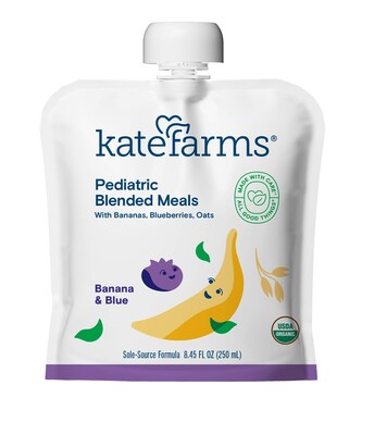 Kate Farms new Pediatric Blended Meals come in three flavors, are sole source nutrition delivered in resealable pouches that directly connect to commonly used tube feeding devices--quick, convenient nutrition.