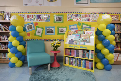 Kendra Scott unveils the first Little Yellow Library at the P.S. 108K The Sal Abbracciamento School in Brooklyn, NY