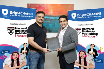 (Left) Bhavishya Chaurasia, Founder, FinCHAMPS by BrightCHAMPS and (right) Sumit Harjani, MD, India, Harvard Business Publishing Education