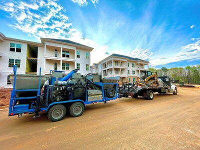 A Cemplex Gypsum crew showing up to pour on a glorious morning.