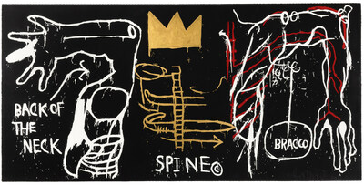 Jean-Michel Basquiat, Back of the Neck, Hand-colored screenprint, 1983.  Source: Doyle